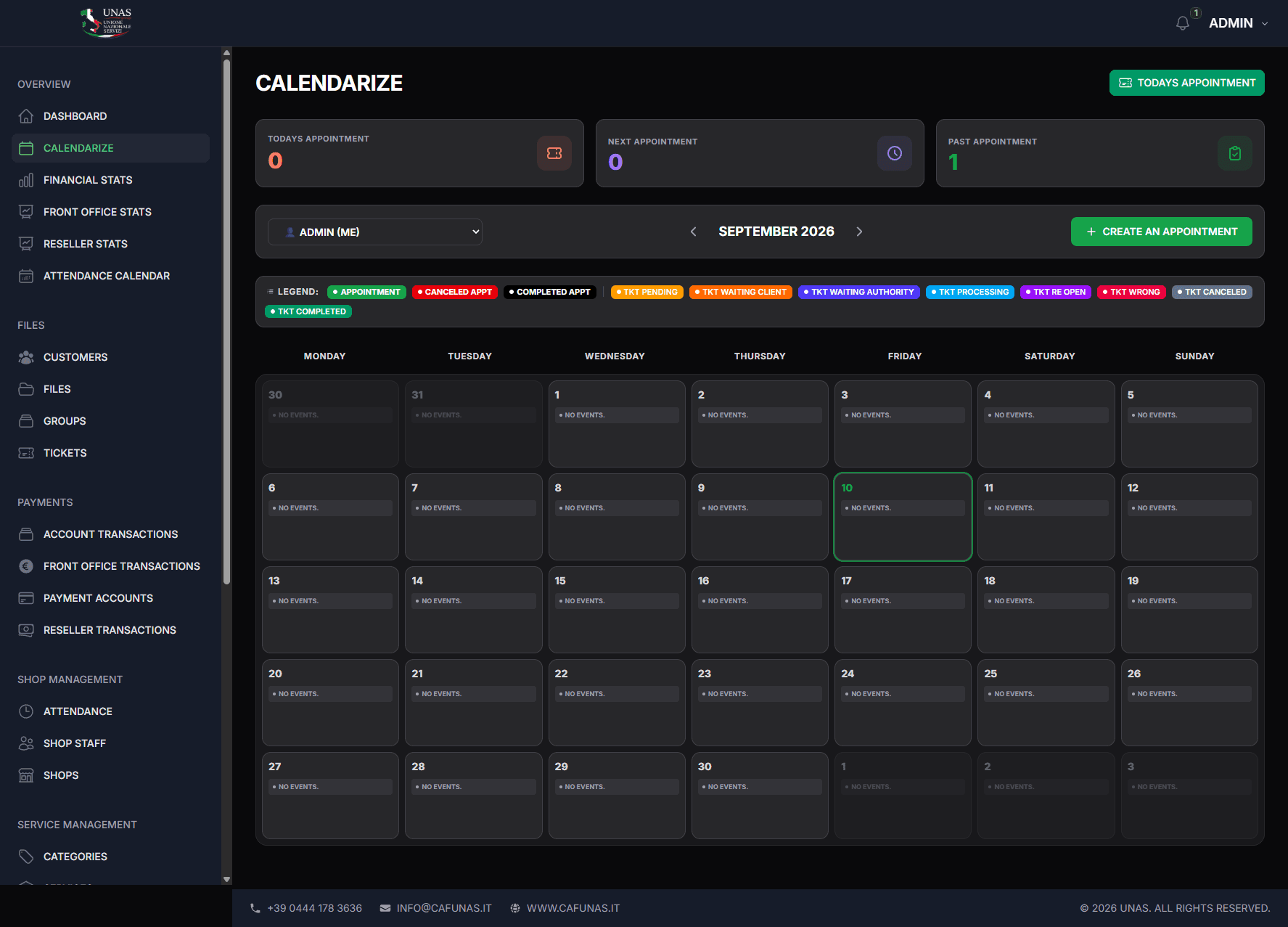 Calendarize — Per-Operator Appointment Scheduling with Colour-Coded SLA Ticket States